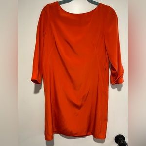 Tibi Orange Open Back Silk Shift Dress